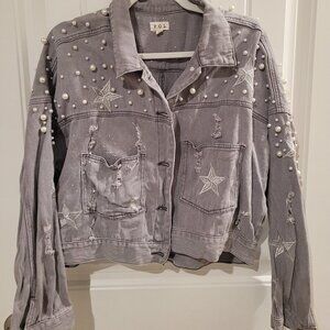 Light Purple Lilac Distressed Denim Jacket From POL Size Small